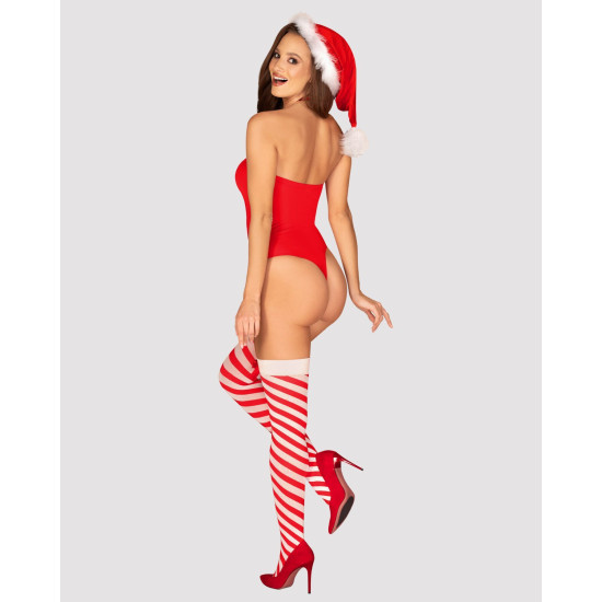 Боді, червоне Obsessive Kissmas Teddy Red, L/XL