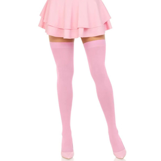 Плотные непрозрачные чулки, розовые Leg Avenue Opaque Nylon Thigh Highs Pink, One Size