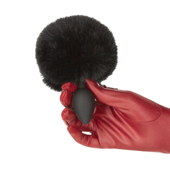 Анальна пробка з хвостом, чорна Punishment Bunny Tail Silicone Anal Plug Black