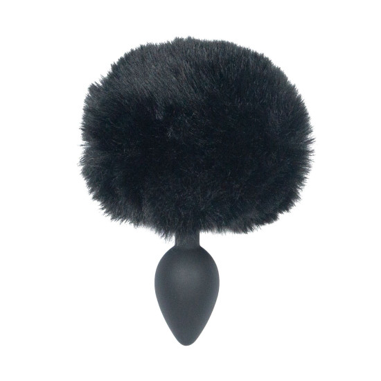 Анальна пробка з хвостом, чорна Punishment Bunny Tail Silicone Anal Plug Black