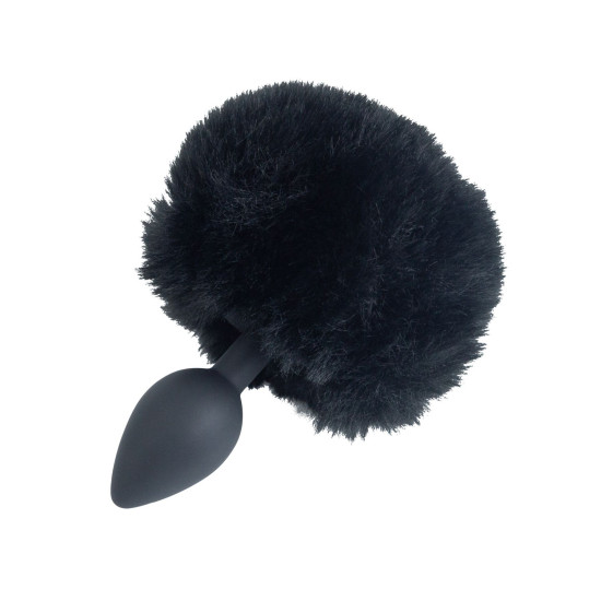 Анальна пробка з хвостом, чорна Punishment Bunny Tail Silicone Anal Plug Black