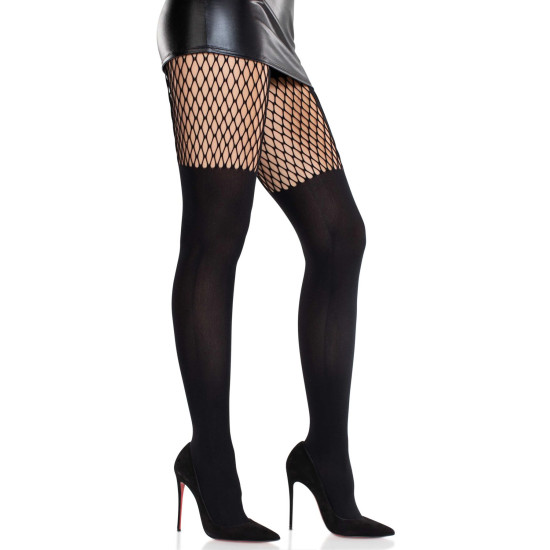 Колготки с имитацией пояса и сетчатой деталью, черные Leg Avenue Garter Illusion Tights With Net Detail Black, One Size