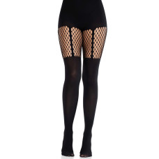 Колготки с имитацией пояса и сетчатой деталью, черные Leg Avenue Garter Illusion Tights With Net Detail Black, One Size