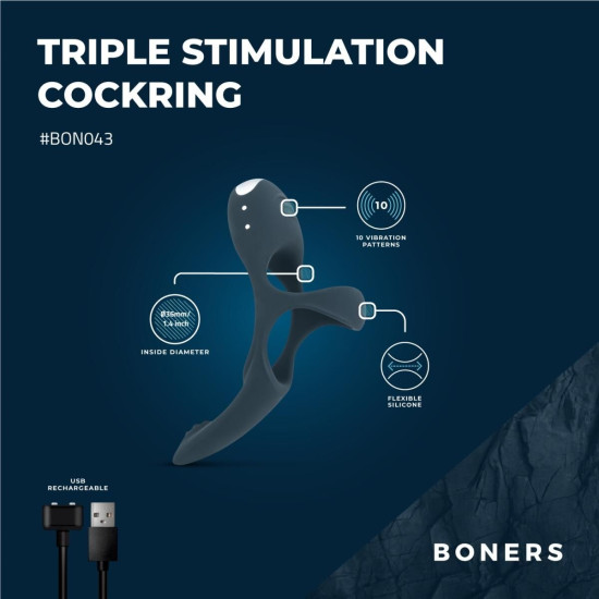 Потрійне ерекційне кільце Boners Triple Cockring