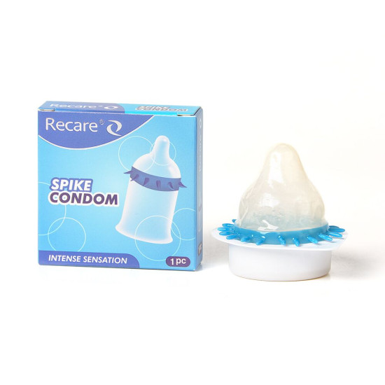 Насадка на член (презерватив з шипами), синя Recare Spike Condom Blue