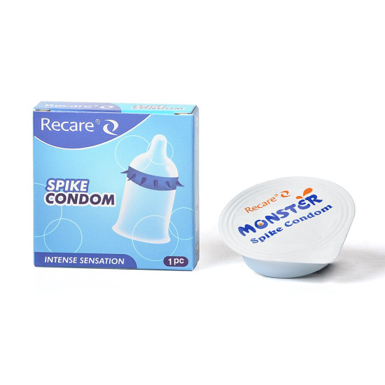 Насадка на член (презерватив з шипами), синя Recare Spike Condom Blue