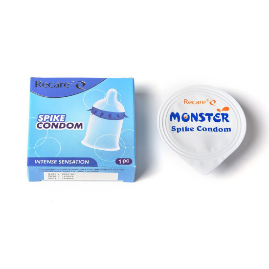 Насадка на член (презерватив з шипами), синя Recare Spike Condom Blue