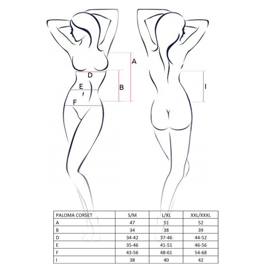 Полупрозрачный корсет-сорочка с пажами (трусики в комплекте), белый PALOMA CORSET White, S/M