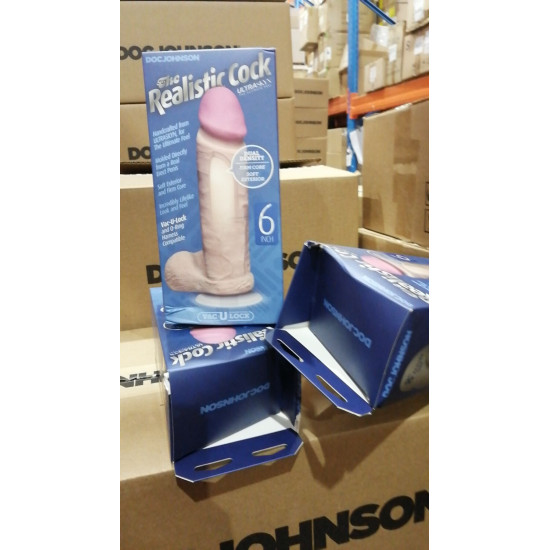 Фаллоимитатор Doc Johnson The Realistic Cock 6 inch White - ULTRASKYN, Vack-U-Lock (мятая упаковка!)