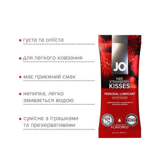 Распродажа!!!  Пробник JO H2O - STRAWBERRY (10 мл)  (срок до 01.08.2024)