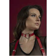 Чокер з кільцем з натуральної шкіри, червоний Feral Feelings O-Ring Collar Red