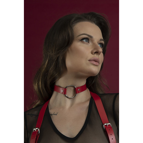 Чокер с кольцом из натуральной кожи, красный Feral Feelings O-Ring Collar Red