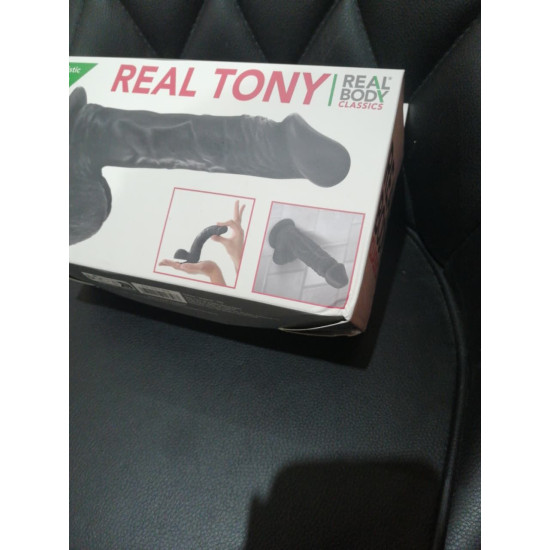 Фаллоимитатор из TPE, диаметр 3.5 см Real Body Real Tony Black (мятая упаковка!!!)