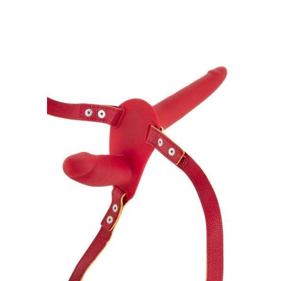 Двухсторонний страпон, красный Fetish Tentation Strap-On with Double Dildo Red