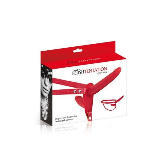 Двухсторонний страпон, красный Fetish Tentation Strap-On with Double Dildo Red