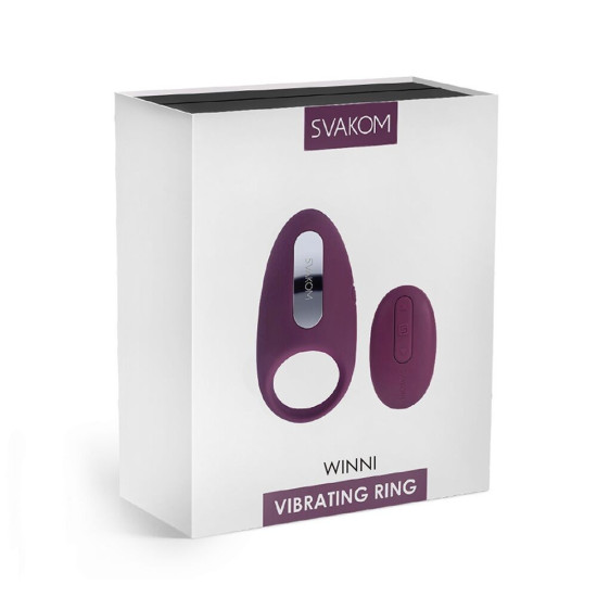 Эрекционное кольцо с вибрацией и пультом ДУ, фиолетовое Svakom Winni Violet