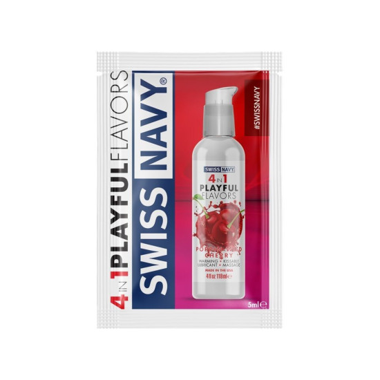 Пробник вишневого лубриканта Swiss Navy 4 in 1 Poppin Wild Cherry, 5 ml
