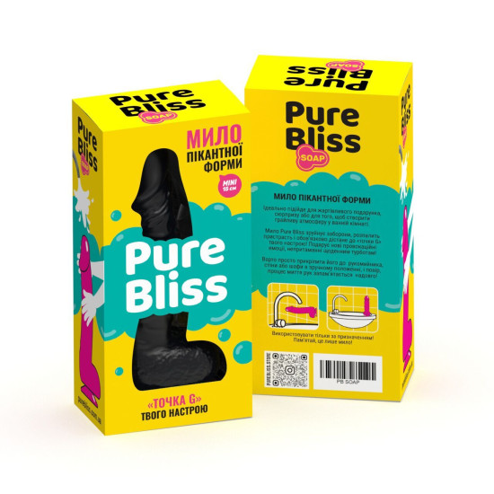 Натуральное крафтовое мыло-член с присоской, черное Pure Bliss Mini Black