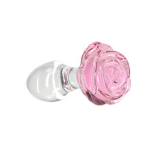 Скляна анальна пробка з вібропулею, діаметр 3,3 см Pillow Talk Rosy Luxurious Glass Anal Plug