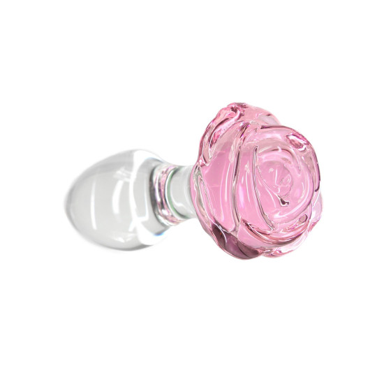 Скляна анальна пробка з вібропулею, діаметр 3,3 см Pillow Talk Rosy Luxurious Glass Anal Plug