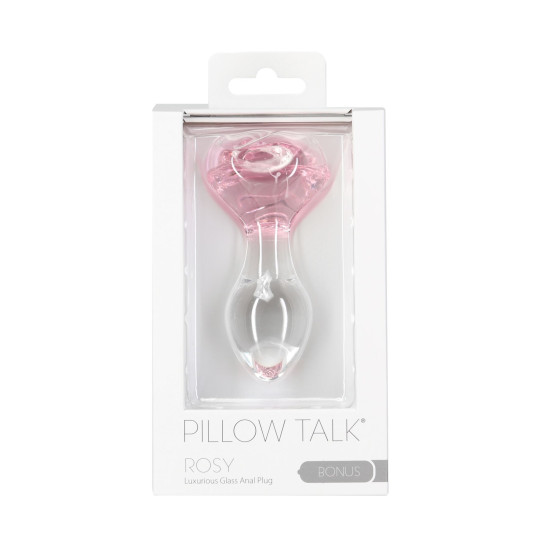 Скляна анальна пробка з вібропулею, діаметр 3,3 см Pillow Talk Rosy Luxurious Glass Anal Plug