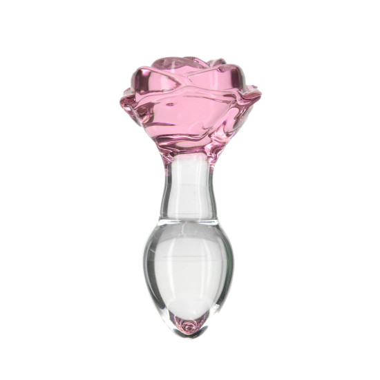 Скляна анальна пробка з вібропулею, діаметр 3,3 см Pillow Talk Rosy Luxurious Glass Anal Plug