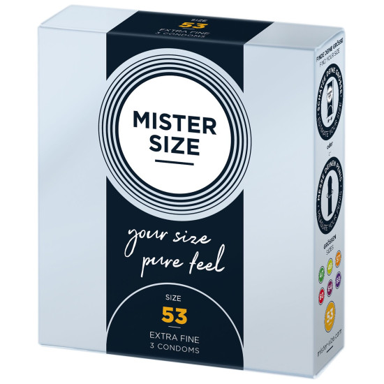 Презервативи для пеніса довжиною 10-11,3 см, 3 шт Mister Size - pure feel 53