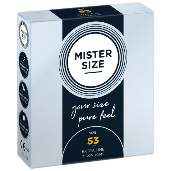 Презервативи для пеніса довжиною 10-11,3 см, 3 шт Mister Size - pure feel 53