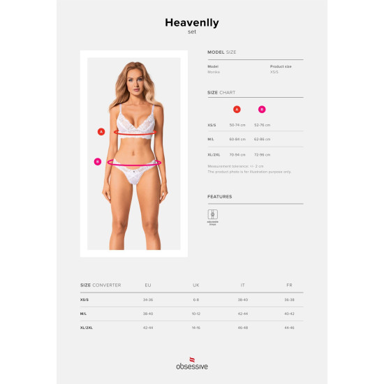 Эротический комплект (бюстгальтер и танга), черный Obsessive Heavenly 2-Pcs Set Black, M/L