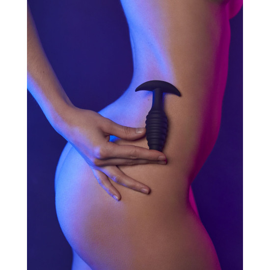 Силіконова анальна пробка, чорна, довжина 10,6 см, діаметр 3 см Dorcel Spiral Plug