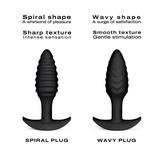 Силіконова анальна пробка, чорна, довжина 10,6 см, діаметр 3 см Dorcel Spiral Plug