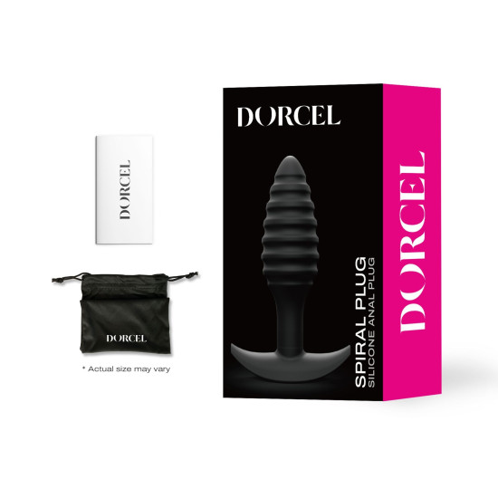 Силіконова анальна пробка, чорна, довжина 10,6 см, діаметр 3 см Dorcel Spiral Plug