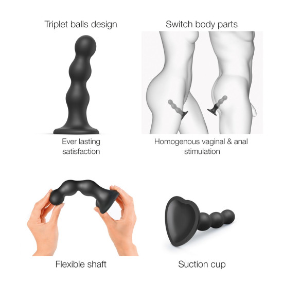 Насадка для страпона з кулями, чорна Strap-On-Me Dildo Plug Balls Black, XL