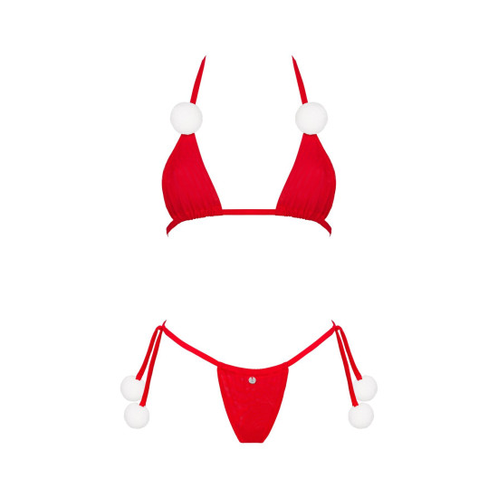 Комплект белья с помпонами, красный Obsessive Bobble Girl Red