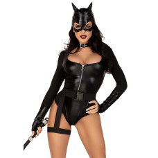 Эротический костюм кошечки (боди, пояс с подвязкой, маска кошки) Leg Avenue Fierce Feline, L