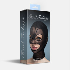 Маска-серце з сітки з відкритим ротом і очима, чорна Feral Feelings Hearts Mask Black/Black
