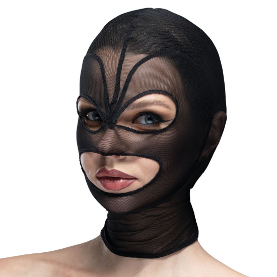 Маска-серце з сітки з відкритим ротом і очима, чорна Feral Feelings Hearts Mask Black/Black