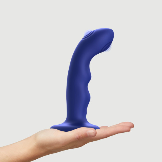 Насадка для страпона з подвійною точковою пульсацією, синя Strap-On-Me Tapping Dildo Wave Night Blue