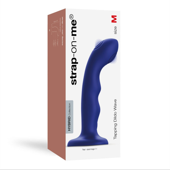 Насадка для страпона з подвійною точковою пульсацією, синя Strap-On-Me Tapping Dildo Wave Night Blue