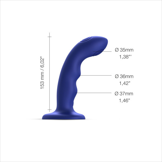 Насадка для страпона з подвійною точковою пульсацією, синя Strap-On-Me Tapping Dildo Wave Night Blue