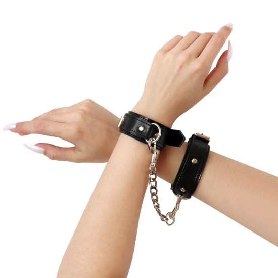 БДСМ наручники з екошкіри, чорні Art of Sex Handcuffs Emoji