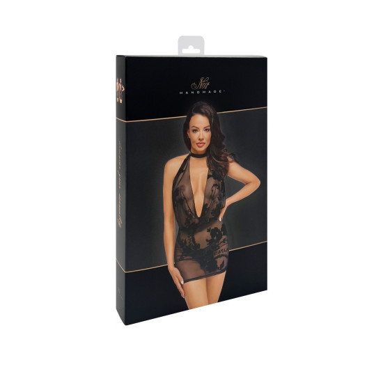 Міні-сукня з флокованої сітки з прикрасою зі стразів Noir Handmade F313 Mythos Mini Flocked Mesh Dress with Jewelry Rhinestone Chain, S
