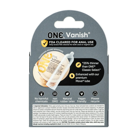 Презервативы в картонной коробке ONE Vanish Hyperthin, 3 шт