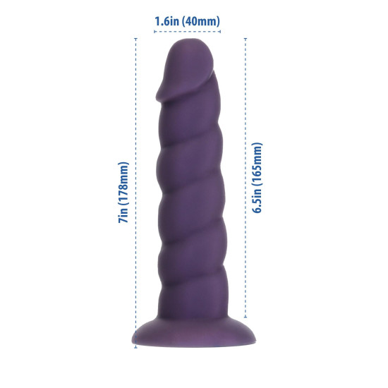 Фаллоимитатор, длина 18 см, вибропуля в подарок, фиолетовый Fantasy By Addiction Unicorn Dildo Purple, 7 inch
