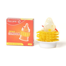 Насадка на член (презерватив з вусиками та шипами), помаранчева Recare Spike Condom Orange