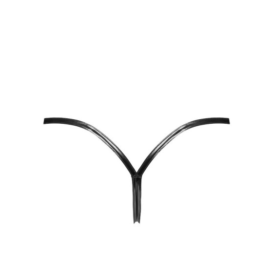 Трусики з ПВХ зі сріблястою застібкою Noir Handmade P014 Dominae PVC panty with silver clasp, XS
