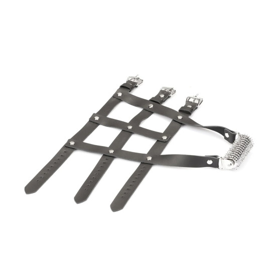 Шкіряна портупея для гомілкостопу зі шпорами, срібна Liebe Seele Leather High Heel Ankle Harness Silver