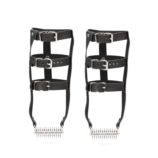 Шкіряна портупея для гомілкостопу зі шпорами, срібна Liebe Seele Leather High Heel Ankle Harness Silver
