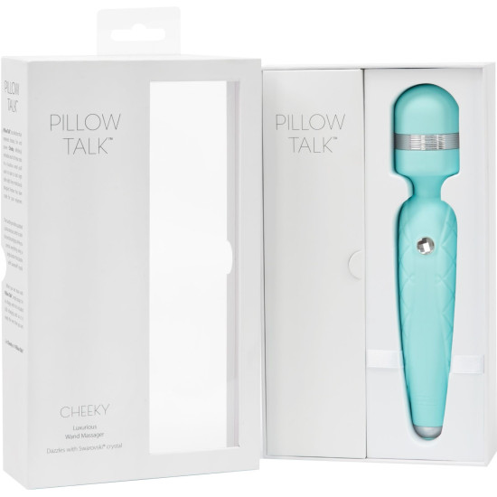 Розкішний вібромасажер у формі мікрофона з кристалом Swarovski, бірюзовий Pillow Talk Cheeky Teal
