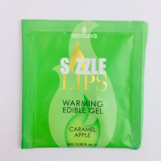 Пробник масажного гелю зі смаком яблучної карамелі Sensuva Sizzle Lips Caramel Apple, 6 ml